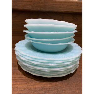 VTG Pyrex Blue Delphite Pie Crust Edge 1940's 50's Collection 14 piece Canada